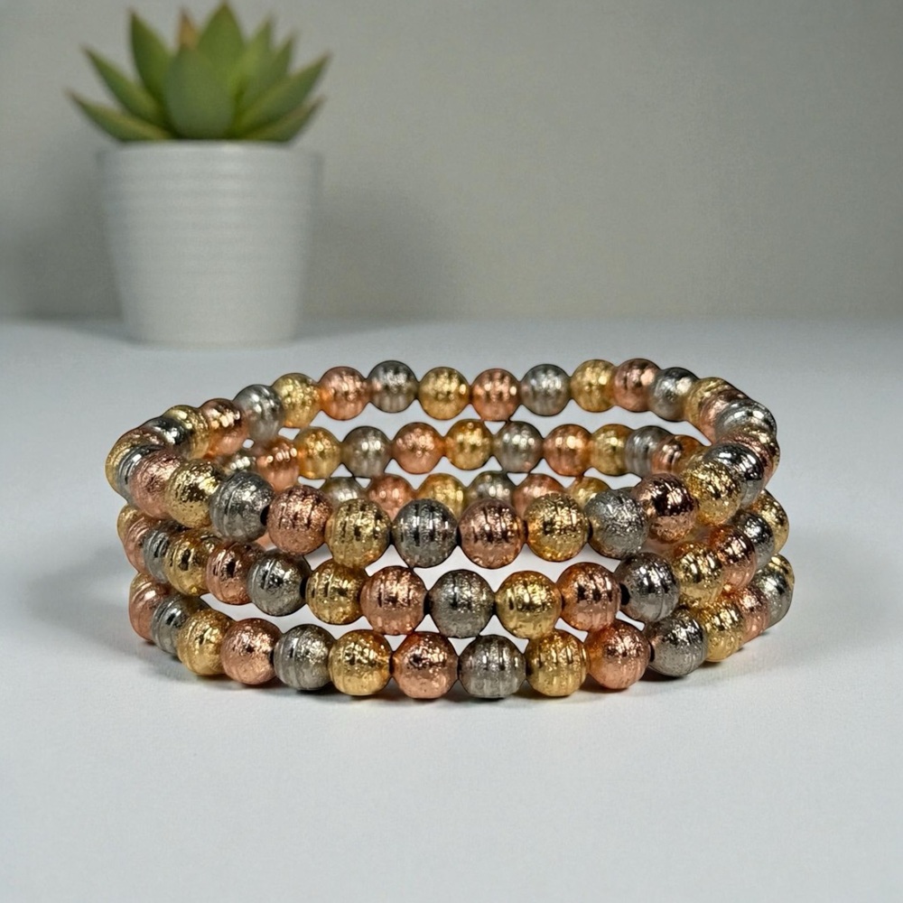 Elegant Tri-Color Beaded Bracelet Set